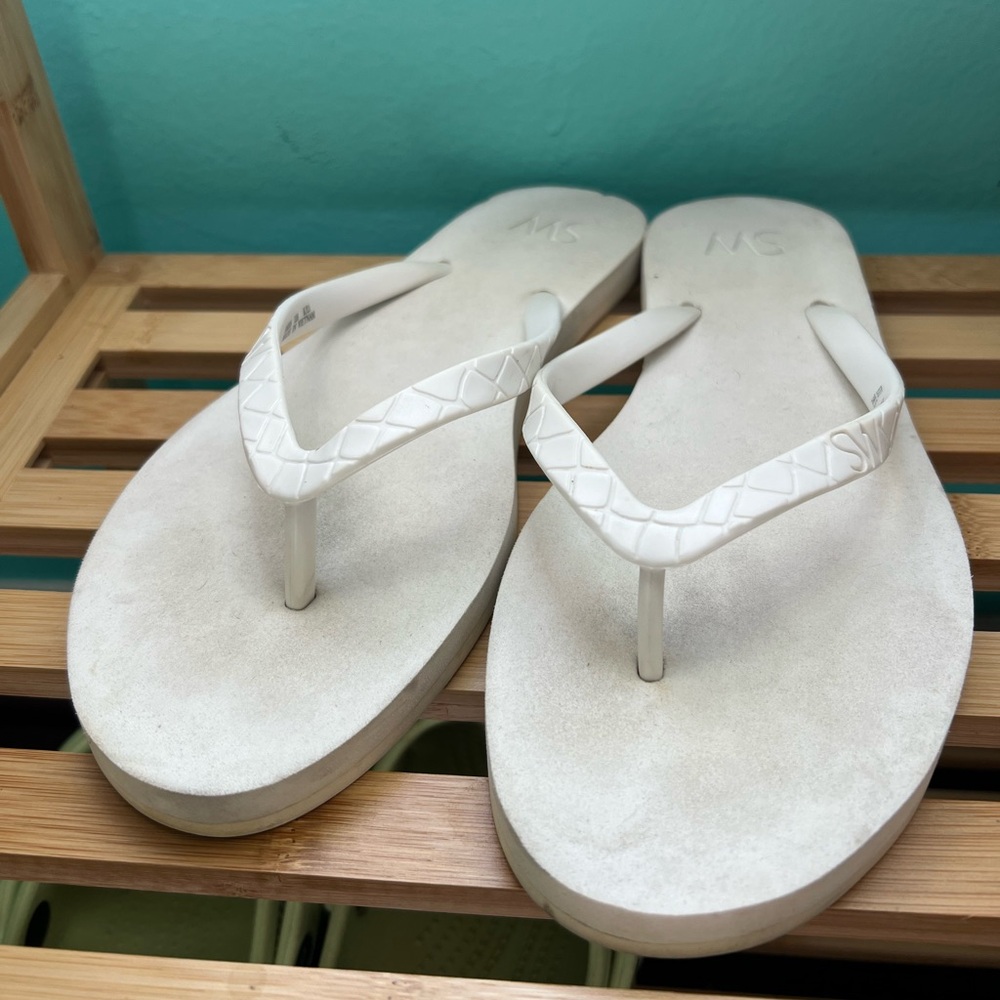 White Flip Flops with SW Logo